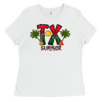 White texas summer Ladies Tee - CowhideDigitalArt