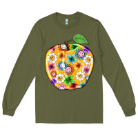 Army Green colorful flora apple teacher Long Sleeve Tee - NancyCooperArtShop