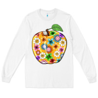 White colorful flora apple teacher Long Sleeve Tee - NancyCooperArtShop