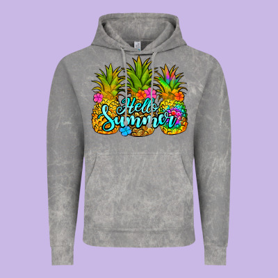 Hello Summer Pineapple Vintage Hoodie Designed By Jasminsmagicworld