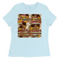 Baby Blue western hereford cattle seamless pattern Ladies Tee - HRA Design Shop