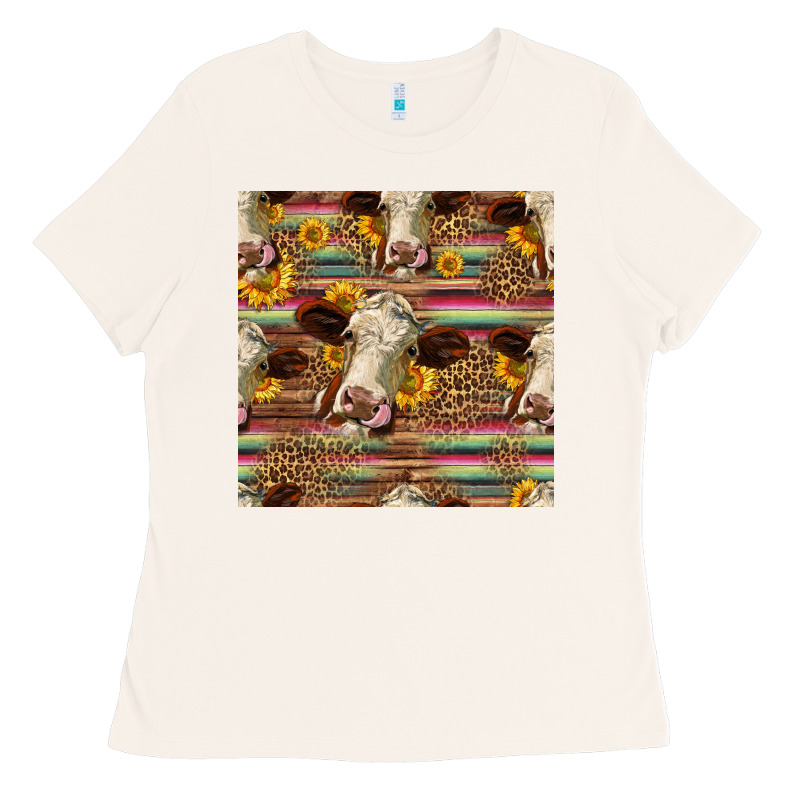 Western Hereford Cattle Seamless Pattern Ladies Tee by HRA Design Shop | Teevron