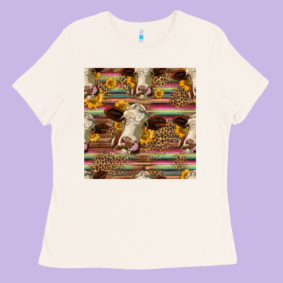 Western Hereford Cattle Seamless Pattern Ladies Tee Designed By Hra Design Shop