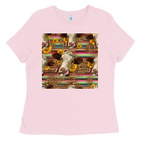 Bubblegum Pink western hereford cattle seamless pattern Ladies Tee - HRA Design Shop