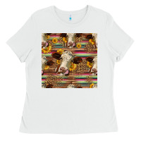 White western hereford cattle seamless pattern Ladies Tee - HRA Design Shop