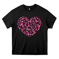 Black breast cancer ribbon heart Heavy Core Tee - AdoDesignShop