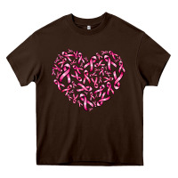 Chocolate Brown breast cancer ribbon heart Heavy Core Tee - AdoDesignShop