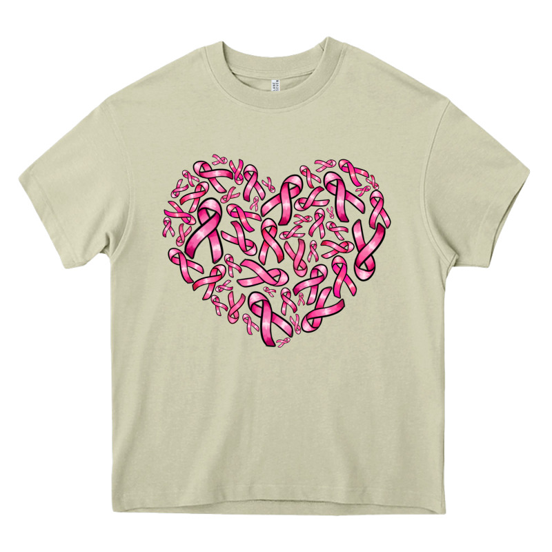 Breast Cancer Ribbon Heart Heavy Core Tee by AdoDesignShop | Teevron