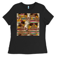 Black western hereford cattle seamless pattern Ladies Tee - HRA Design Shop