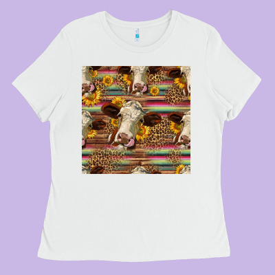 Western Hereford Cattle Seamless Pattern Ladies Tee Designed By Hra Design Shop