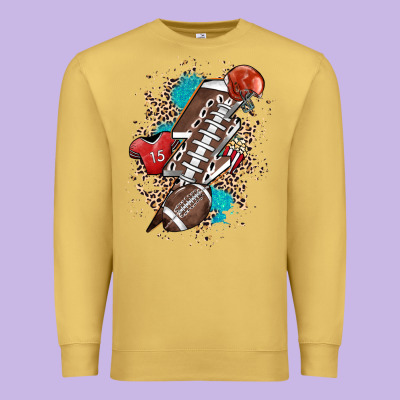Football Lightning Bolt Leopard Premium Sweatshirt Designed By Howdyjamesfarm