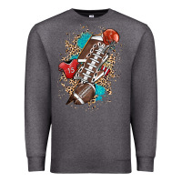 Charcoal Heather Football lightning bolt leopard Premium Sweatshirt - HowdyJamesFarm