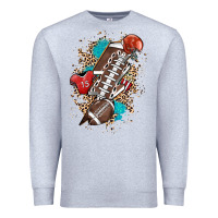 Heather Grey Football lightning bolt leopard Premium Sweatshirt - HowdyJamesFarm