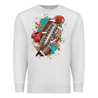 Oatmeal Heather Football lightning bolt leopard Premium Sweatshirt - HowdyJamesFarm