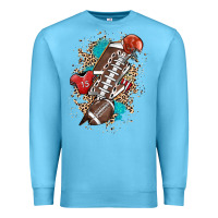Ocean Blue Football lightning bolt leopard Premium Sweatshirt - HowdyJamesFarm