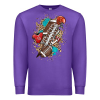 Purple Football lightning bolt leopard Premium Sweatshirt - HowdyJamesFarm