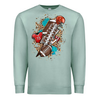 Seafoam Football lightning bolt leopard Premium Sweatshirt - HowdyJamesFarm
