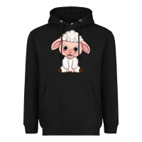 Black Cartoon Lamb Heavyweight Hoodie - HowdyJamesFarm