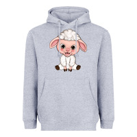 Heather Grey Cartoon Lamb Heavyweight Hoodie - HowdyJamesFarm