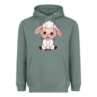 Sage Cartoon Lamb Heavyweight Hoodie - HowdyJamesFarm