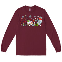 Burgundy christmas nurse Long Sleeve Tee - MaliasSmallBusiness