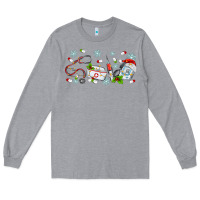 Heather Grey christmas nurse Long Sleeve Tee - MaliasSmallBusiness