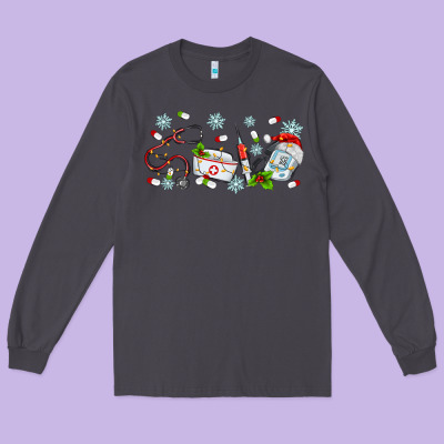 Christmas Nurse Long Sleeve Tee Designed By Maliassmallbusiness