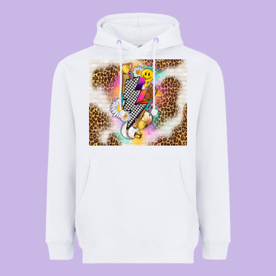 Retro Baseball With Leopard Heavyweight Hoodie Designed By Tumblerdesignbyshophia