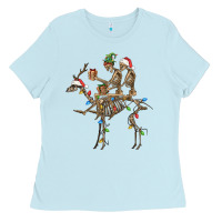 Baby Blue Christmas deer and skeletons Ladies Tee - FaDigitalArtStudio
