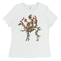White Christmas deer and skeletons Ladies Tee - FaDigitalArtStudio