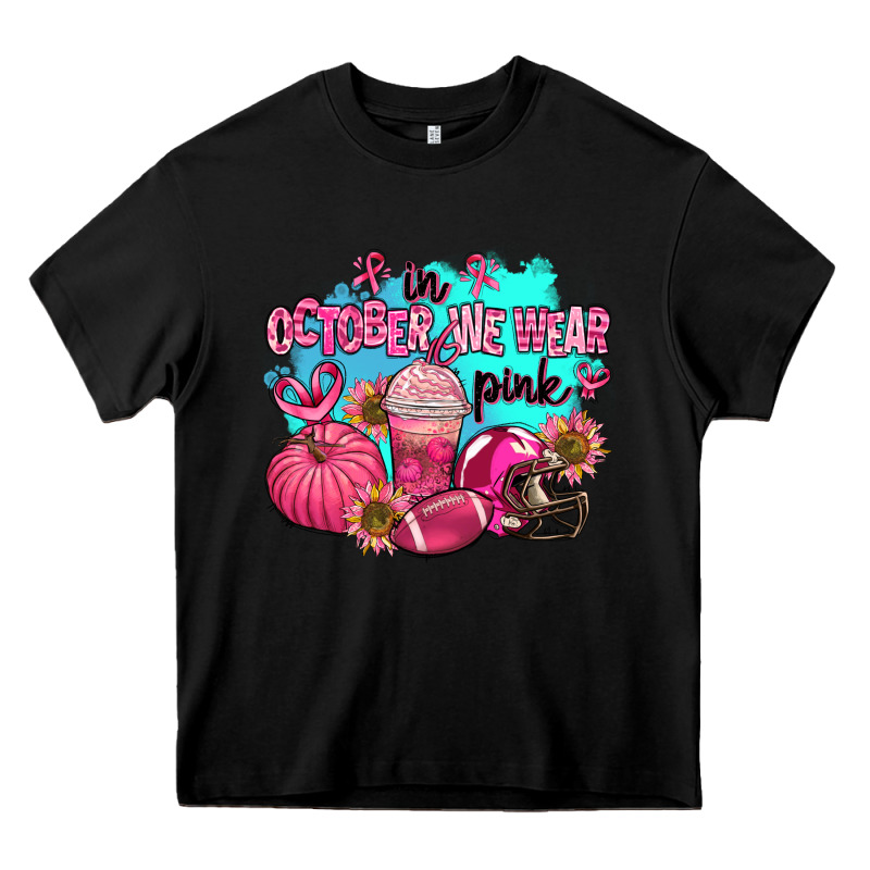 In October We Wear Pink American Football Heavy Core Tee by AdoDesignShop | Teevron
