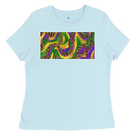 Baby Blue Mardi gras colors with leopard Ladies Tee - RanaPortraitStore