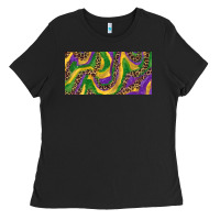 Black Mardi gras colors with leopard Ladies Tee - RanaPortraitStore