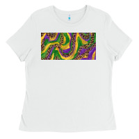 White Mardi gras colors with leopard Ladies Tee - RanaPortraitStore