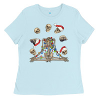 Baby Blue christmas human skeleton and skulls Ladies Tee - FaDigitalArtStudio