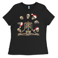 Black christmas human skeleton and skulls Ladies Tee - FaDigitalArtStudio