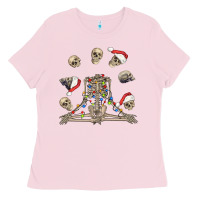 Bubblegum Pink christmas human skeleton and skulls Ladies Tee - FaDigitalArtStudio