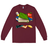 Burgundy custom teacher books Long Sleeve Tee - NancyCooperArtShop