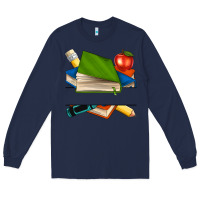 Navy custom teacher books Long Sleeve Tee - NancyCooperArtShop