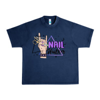 Navy nail hustler Urban Heavy Tee - MaliasSmallBusiness
