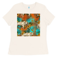 Bone western charolais cow seamless pattern Ladies Tee - HRA Design Shop