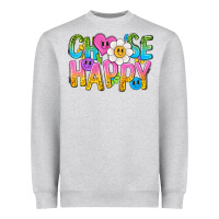 Heather Grey choose happy with smile Heavyweight Sweatshirt - NancyCooperArtShop