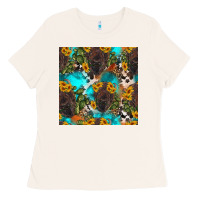 Bone western bison and sunflowers seamless pattern Ladies Tee - HRA Design Shop