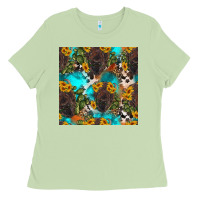 Matcha western bison and sunflowers seamless pattern Ladies Tee - HRA Design Shop