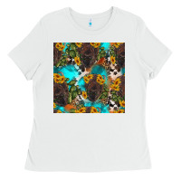 White western bison and sunflowers seamless pattern Ladies Tee - HRA Design Shop