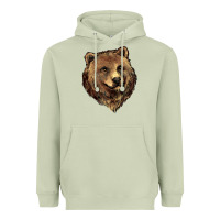 Matcha Grizzly Bear Head Heavyweight Hoodie - HowdyJamesFarm