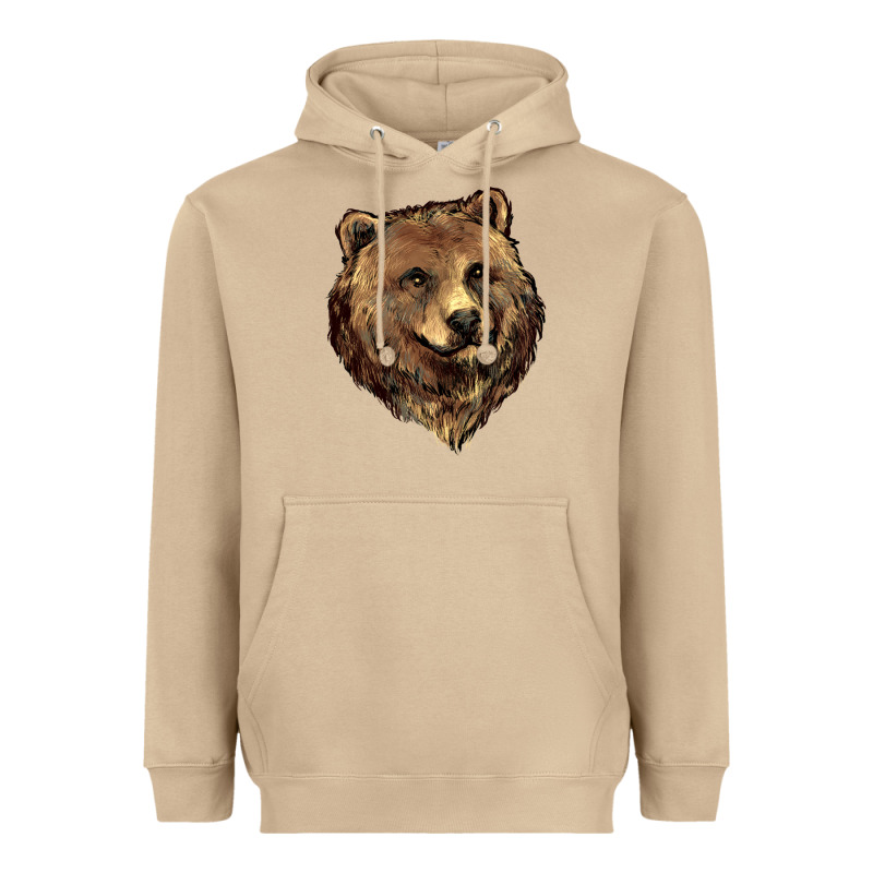 Grizzly Bear Head Heavyweight Hoodie by HowdyJamesFarm | Teevron