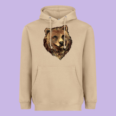 Grizzly Bear Head Heavyweight Hoodie Designed By Howdyjamesfarm