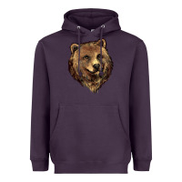Plum Grizzly Bear Head Heavyweight Hoodie - HowdyJamesFarm