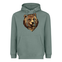 Sage Grizzly Bear Head Heavyweight Hoodie - HowdyJamesFarm